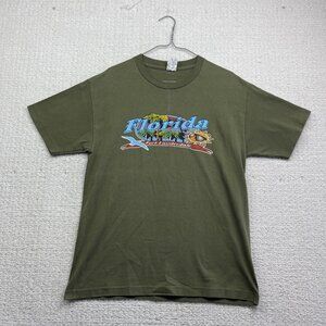 VTG Florida Fort Lauderdale T Shirt Military Green Men Sz M Retro Beach Summer